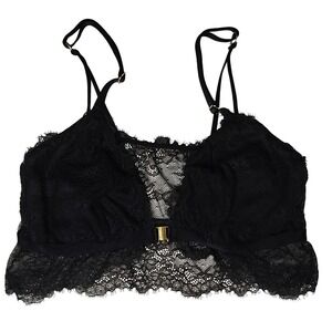 Auden Size M Black Lace Triangle Bralette Wireless Comfort